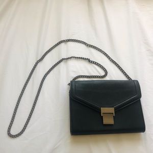 Black Faux leather purse with chain strap